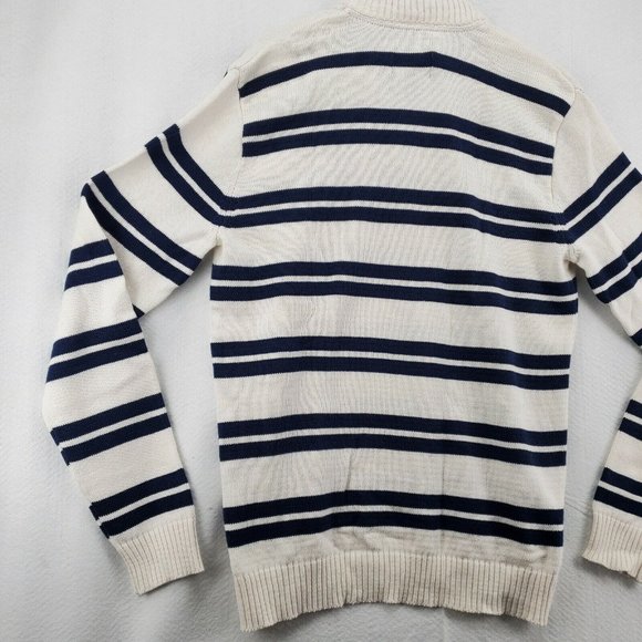 AMERICAN RAG Sweater Men's Long Sleeve Striped 1/4 Zip Pullover White Large - Picture 10 of 12